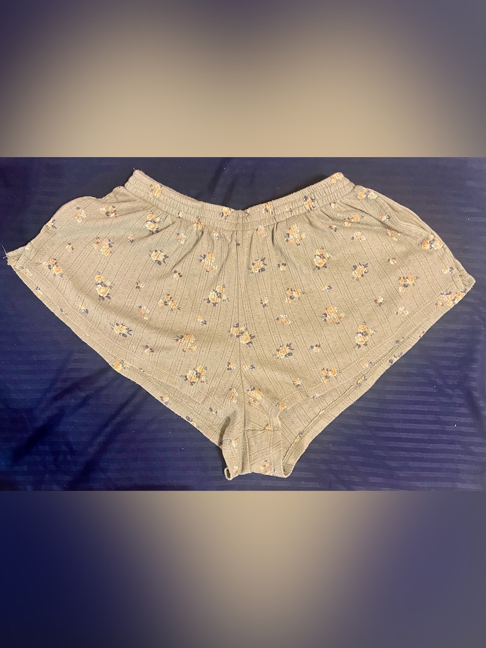 Colsie Olive Green High-Waist Floral Knit Pajama Shorts